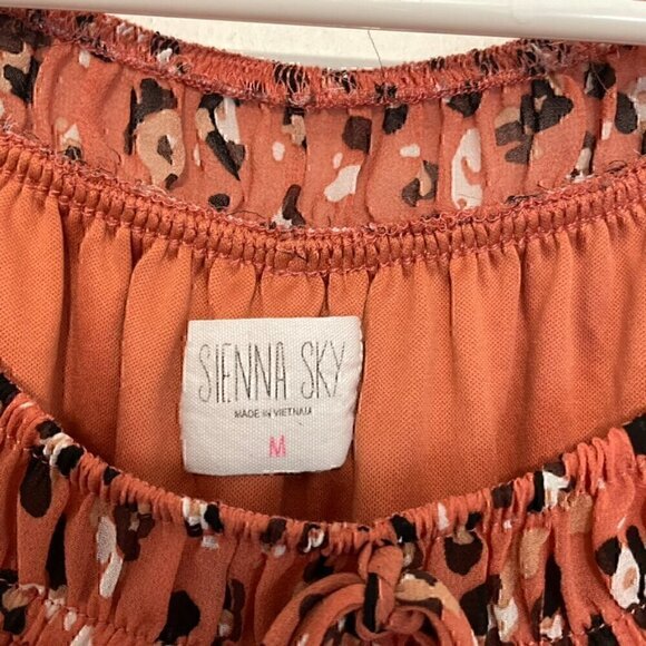 SIENNA SKY Rose Pink Navy ish Cheetah Leopard Animal On / Off the Shoulder Dress - Picture 3 of 15